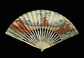 Fan, ivory, metal, mother-of-pearl, vellum, gouache, probably German