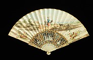 Fan, ivory, mother-of-pearl, parchment, gouache, probably Scottish