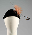 Hat, Jacques Heim (French, 1899–1967), Wool, feathers, French