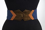 Belt, Attributed to Elizabeth Hawes (American, Ridgewood, New Jersey 1903–1971 New York), silk, leather, American
