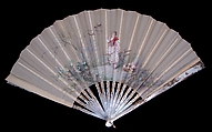 Fan, Tiffany & Co. (1837–present), Mother-of-pearl, silk, metal, paper, probably French