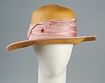 Hat, Ware's, Straw, silk, beads, American