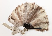 Fan, tortoiseshell, feather, silk, American