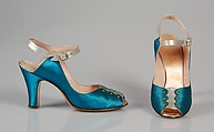 Evening shoes, Delman  American, Silk, leather, American