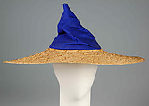 Hat, Mainbocher  French and American, Cotton, straw, American