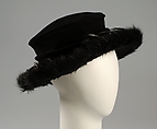 Evening hat, Estelle Mérshon, Wool, feathers, American