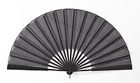 Mourning fan, wood, silk, mother-of-pearl, metal, American