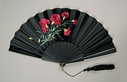 Fan, Wood, silk, jet, metal, American