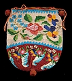 Pouch, Glass, linen, leather, American