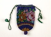 Coin purse, Glass, silk, linen, American
