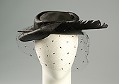 Hat, Rose Valois French, Straw, feathers, French