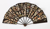Fan, wood, silk, paper, metal, American