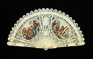 Brisé fan, ivory, metal, oil paint, French