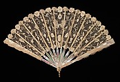 Fan, mother-of-pearl, linen, metal, bone, European