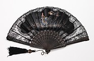 Fan, J. Derber, wood, silk, metal, glass, paint, French