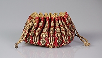 Gaming purse, Silk, leather, metallic, French