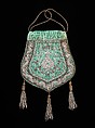 Evening pouch, silk, metal, French
