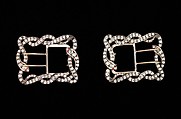 Shoe buckles, metal, rhinestones, glass, French