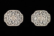 Shoe buckles, metal, rhinestones, French