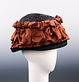 Toque, Caroline Reboux  French, straw, silk, French