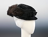 Mourning hat, Hermance, silk, feather, French