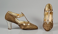 Evening shoes, Alfred J. Cammeyer  American, Leather; metallic, American