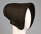 Mourning poke bonnet, Straw, silk, American