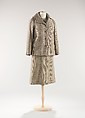 Dinner ensemble, Mainbocher (French and American, founded 1930), wool, fur, silk, rhinestones, American
