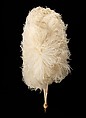 Fan, mother-of-pearl, feather, metal, probably French
