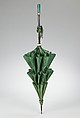 Parasol, silk, metal, wood, jade, synthetic, American