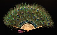 Fan, wood, feather, metal, silk, Chinese