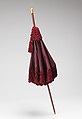 Parasol, silk, metal, leather, wood, American