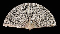 Fan, Faucon, mother-of-pearl, linen, ivory, metal, metallic,, French