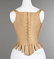 Corset, linen, leather, whalebone, American