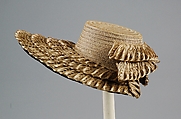 Bonnet, Straw, silk, American