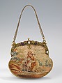 Evening purse, wool, metal, glass, shell, Austrian