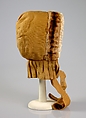 Bonnet, Silk, linen, American