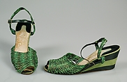 Sandals, Salvatore Ferragamo  Italian, Straw, leather, Italian