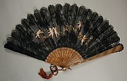 Fan, Wood, silk, mother-of-pearl, metal, French