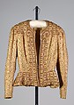 Evening jacket, Attributed to Elsa Schiaparelli (Italian, 1890–1973), Silk, linen, metallic, rhinestones, beads, French