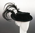 Toque, Frederick Loeser & Company  American, silk, feathers, American