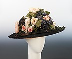 Hat, Mme. Pauline  American, straw, linen, silk, American