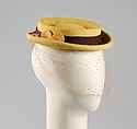 Hat, Tatiana American, Straw, silk, American
