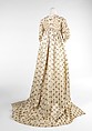 Evening overdress, silk, linen, British