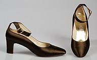 Evening shoes, Mr. David Evins, Silk, metal, rhinestones, American