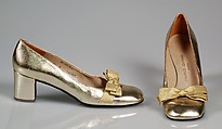Evening pumps, Charles Jourdan  French, Leather, metallic, French