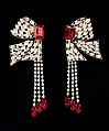 Earrings, Yves Saint Laurent (French, founded 1961), glass, rhinestones, metal, French