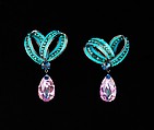 Earrings, Yves Saint Laurent French, metal, glass, rhinestones, French