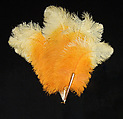 Fan, plastic, feather, silk, French