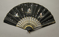 Fan, Wood, metal, silk, sequins, probably French